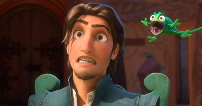 Flynn and chameleon in Disney's TANGLED